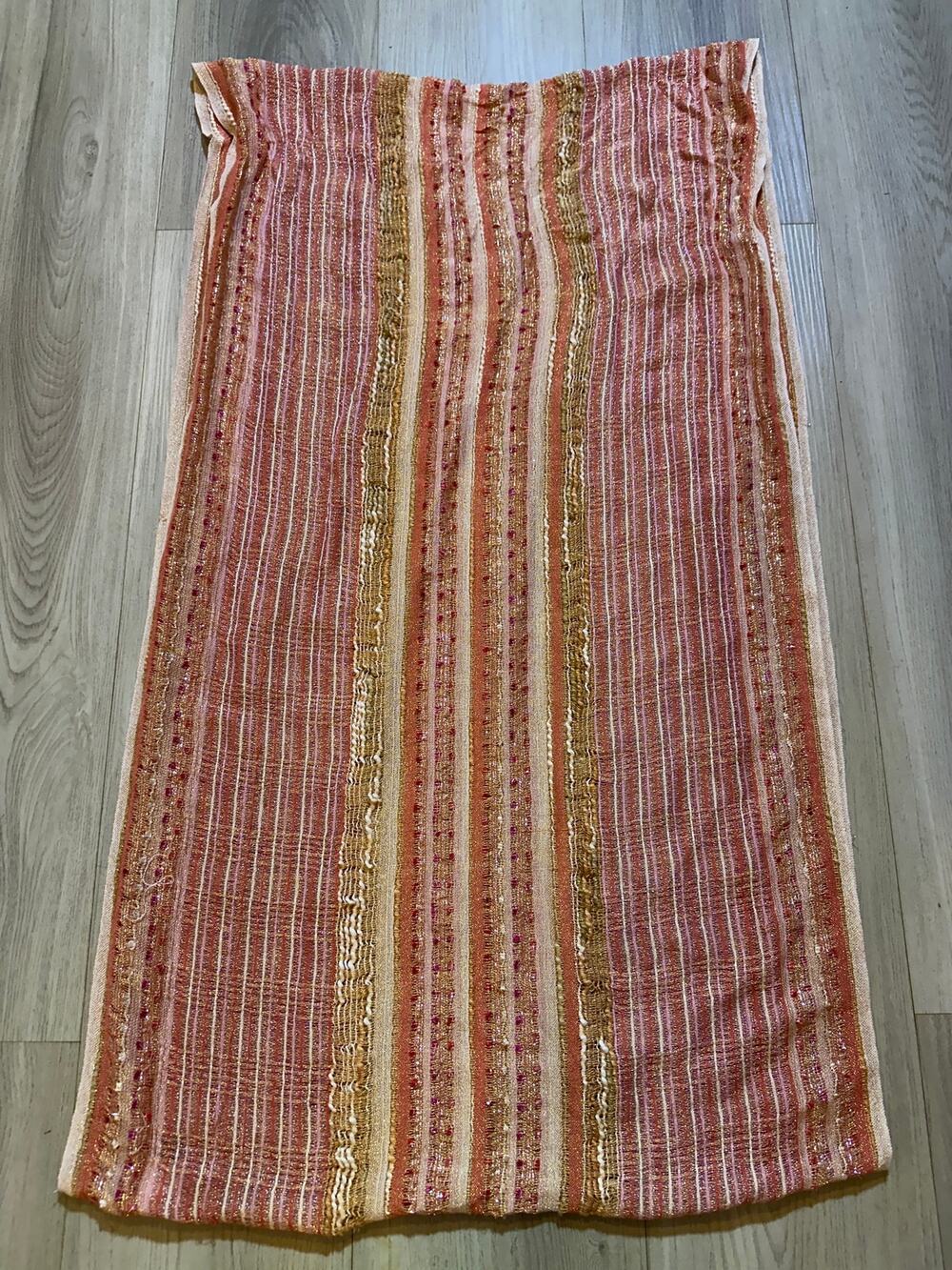 Apt 9 Metallic Stripe Infinity Scarf Pink Orange Knit Loop Shawl Made in India